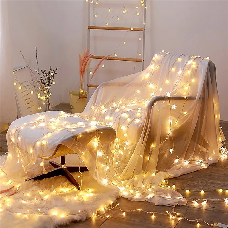 Elegant Wedding Party Reception Fairy Lights AA Battery Powered, LED Spherical Stars, Waterproof Outdoor/Indoor, Warm Lighting for New Year Decoration4
