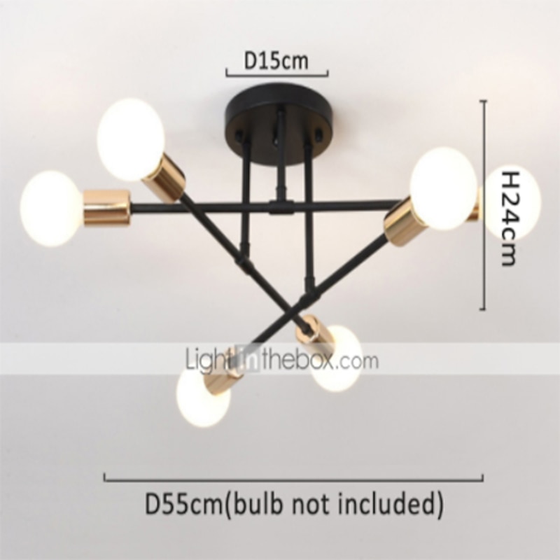 6 Heads 55cm LED Ceiling Light Nordic Style Chandelier Sputnik Design Metal Artistic Style Industrial Painted Finishes  Kitchen Bedroom Kids Room Lights 110-120V 220-240V4