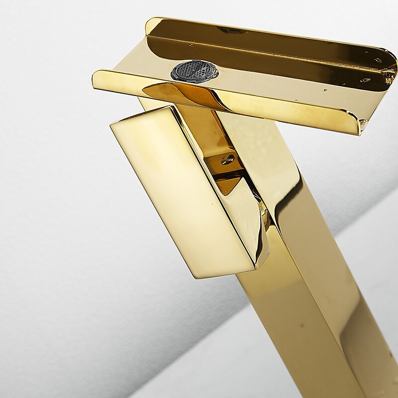 Waterfall Bathroom Sink Mixer Faucet Tall, Basin Taps Single Handle Deck Mounted with Cold and Hot Hose3