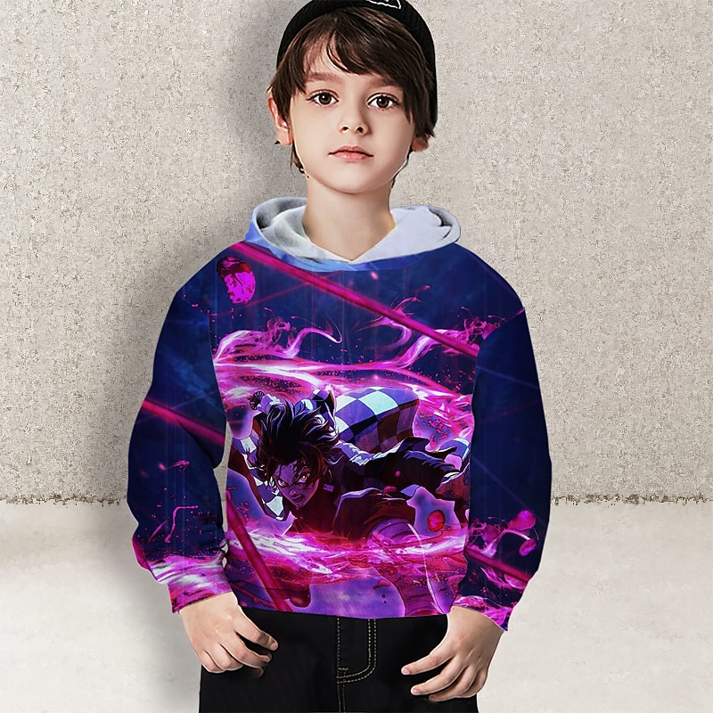 Boys 3D Anime Hoodie Long Sleeve 3D Print Fall Winter Active Sports Fashion Kids 2-12 Years Outdoor Daily Indoor Regular Fit3