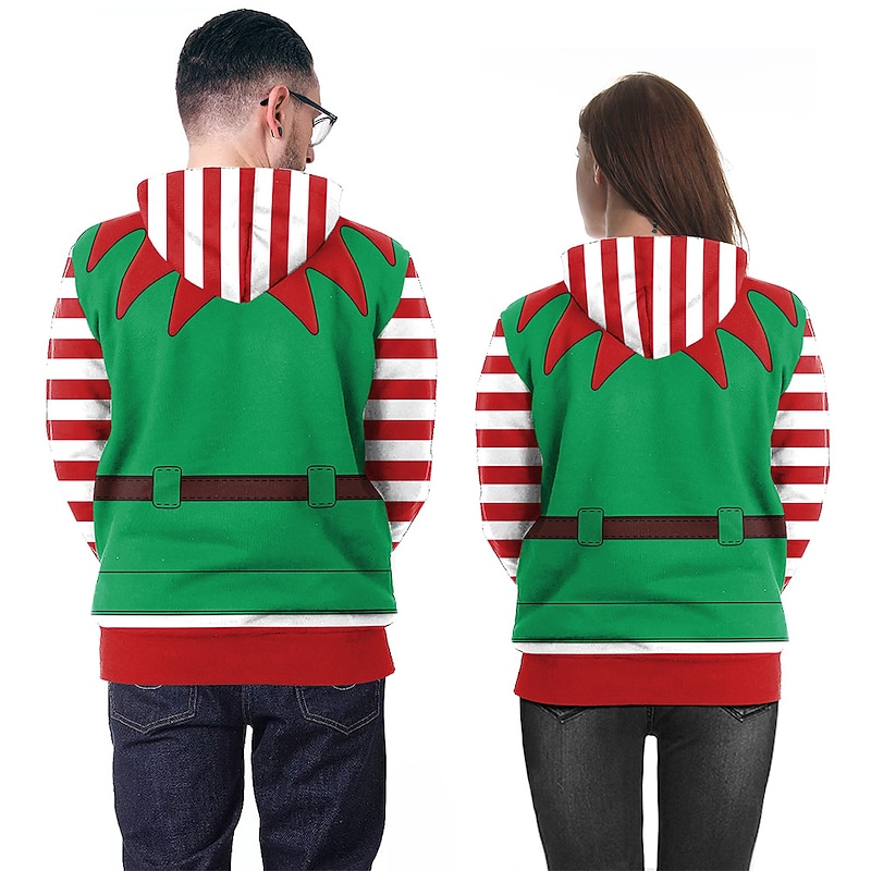 Elf Ugly Christmas Sweater / Sweatshirt Hoodie Elf Costume Pullover Couple's Men's Women's Christmas Special 3D Print Pattern Adults' Christmas Carnival Masquerade Christmas Vacation Party Top2