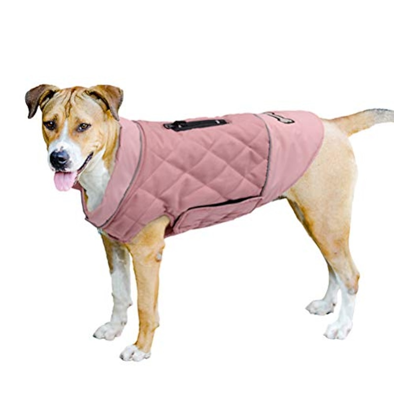 Reflective Dog Jacket Reversible Dog Coat Warm Padded Puffer Dog Vest Puppy Jacket Pink XL