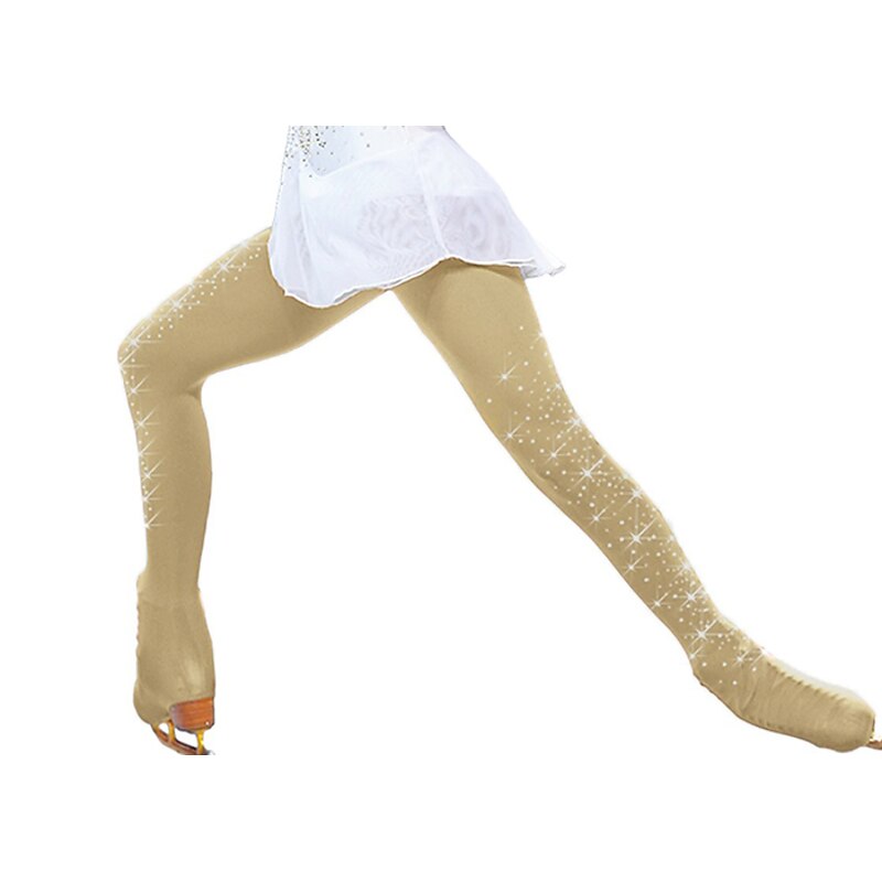 Over The Boot Figure Skating Tights Women's Girls' Ice Skating Outfits Bottoms Khaki Fleece Spandex High Elasticity Training Practice Competition Skating Wear Thermal Warm Handmade Crystal2