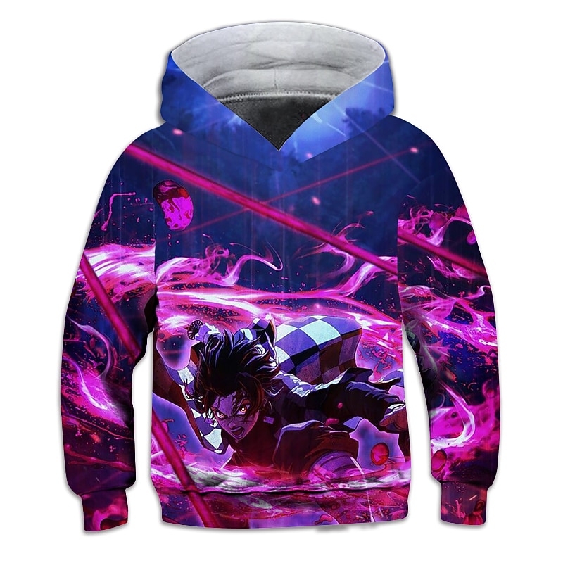 Boys 3D Anime Hoodie Long Sleeve 3D Print Fall Winter Active Sports Fashion Kids 2-12 Years Outdoor Daily Indoor Regular Fit
