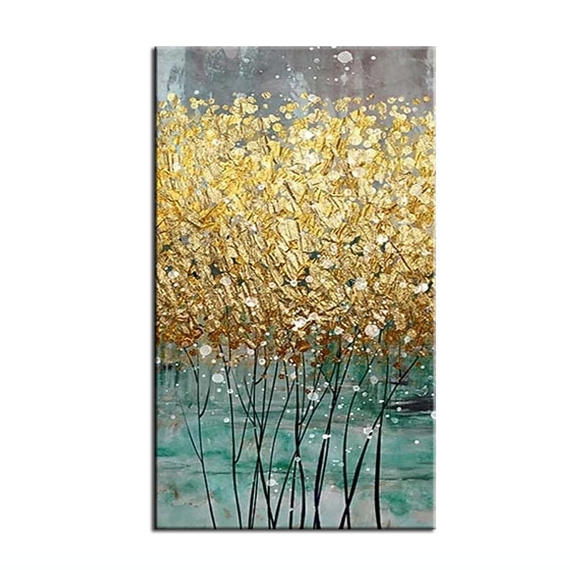 Oil Painting Handmade Hand Painted Wall Art Modern Abstract Golden Big Size Green Gold Home Decoration Decor Stretched Frame Ready to Hang3