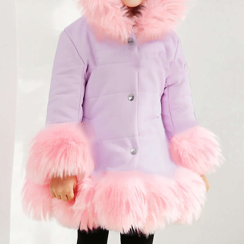 Girls' 3D Kids Winter Jacket Plain Coat Down Coat Puffer Jacket Long Sleeve Fall Winter Active Basic Kids 2-12 Years Vacation Street Regular Fit