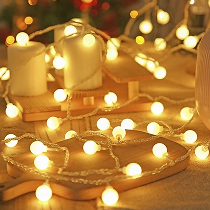 Elegant Wedding Party Reception Fairy Lights AA Battery Powered, LED Spherical Stars, Waterproof Outdoor/Indoor, Warm Lighting for New Year Decoration2