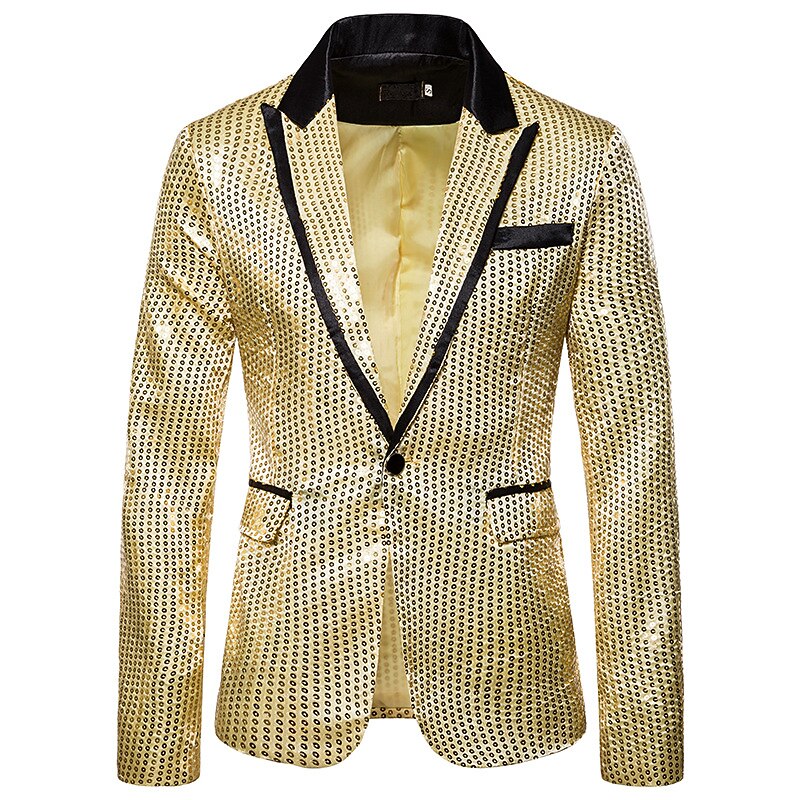 Disco 1980s Suits & Blazers Lapel Collar Blazer Peak Lapel Normal Disco Sequins Fancy Dress Men's Halloween Masquerade Party Club Pride Parade Adults' Coat2