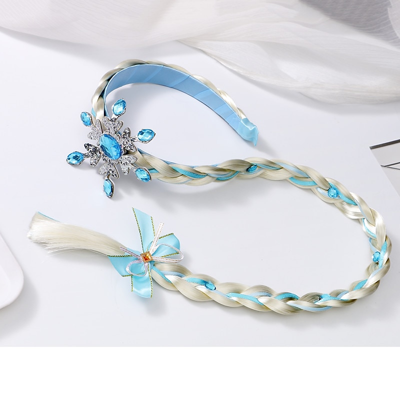Colored Hair Extensions for Girls  50cm Children's Crown Frozen Wig Braid Princess Hairband Queen Aisha Headdress Girls Aisha Headband Hair Accessories2