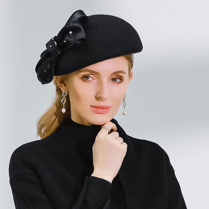 Sweet Style Elegant Wool Hats with Bowknot / Imitation Pearl / Satin Bowknot 1pc Wedding / Party / Evening Headpiece4