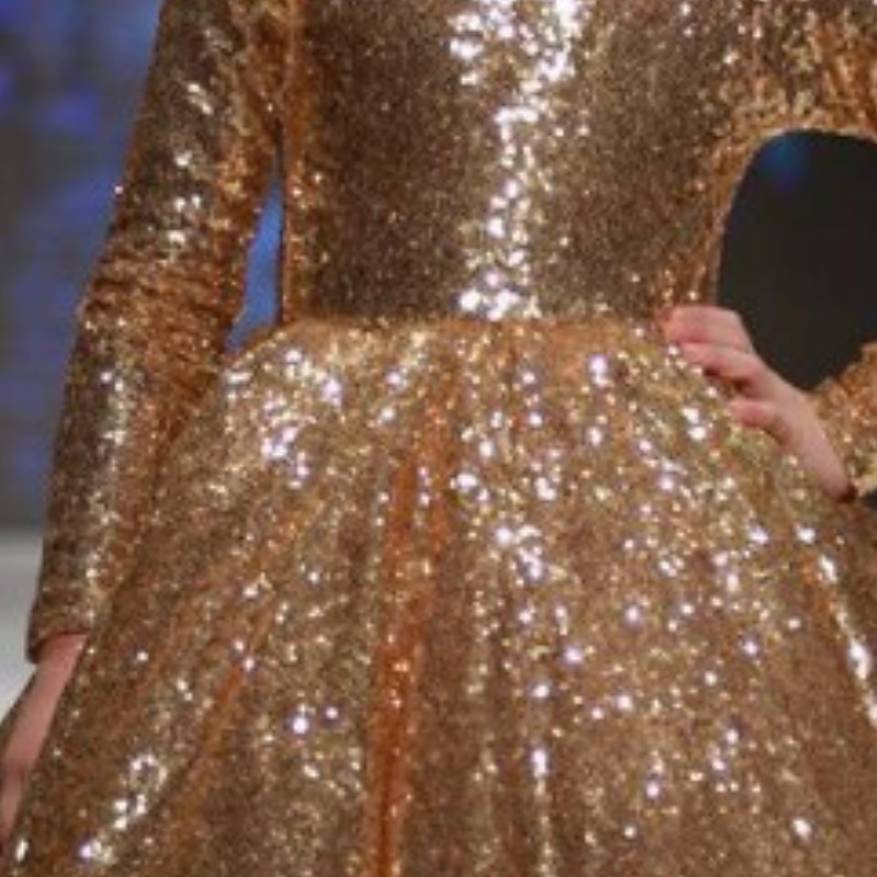 Kids Girls' Party Dress Sequins Gold A Line Dress Party Performance Ruched Mesh Gold Maxi 3/4 Length Sleeve Princess Cute Dresses Fall Winter Regular Fit 3-12 Years4