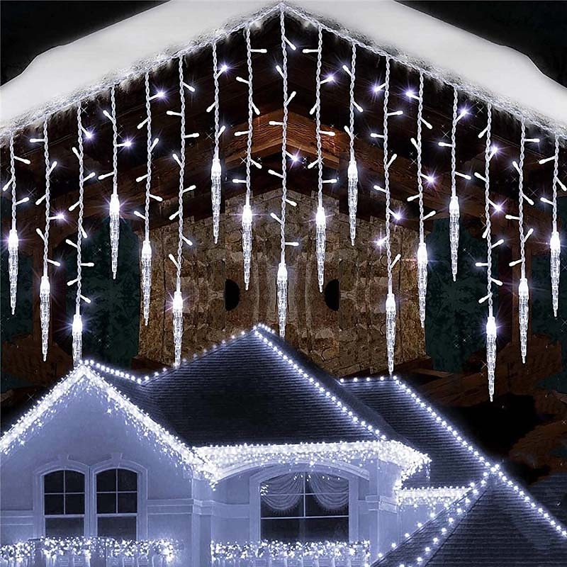 3.5M 5M Christmas Garland Curtain Lights 96LEDs 216LEDs Icicle Curtain Lights 220V Fairy String Lights Christmas New Year Garden Mall Indoor Outdoor Decoration EU Plug - Main Image