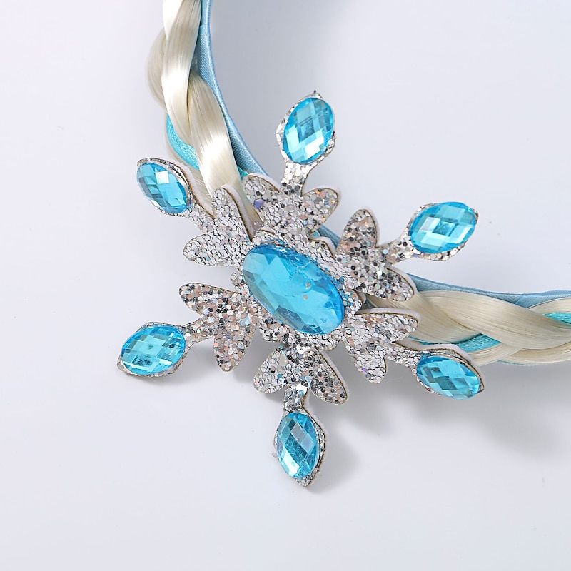 Colored Hair Extensions for Girls  50cm Children's Crown Frozen Wig Braid Princess Hairband Queen Aisha Headdress Girls Aisha Headband Hair Accessories4