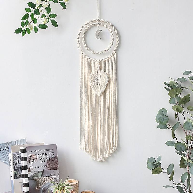 Nordic hand woven cotton thread wall decoration tapestry half moon dream catcher bedroom decoration gift giver creative gift