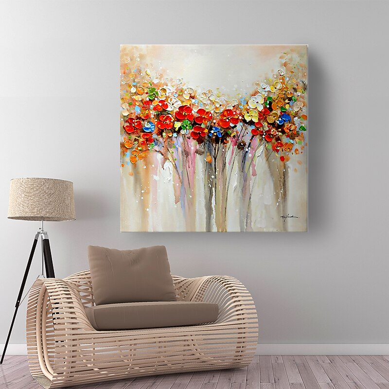Floral Oil Painting Canvas Wall Art Decoration Colorful Flower Still Life for Home Decor Rolled Frameless Unstretched Painting