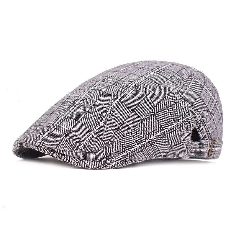 Men's Flat Cap Blue Light Grey Cotton Streetwear Stylish 1920s Fashion Outdoor Daily Going out Lattice Warm 9