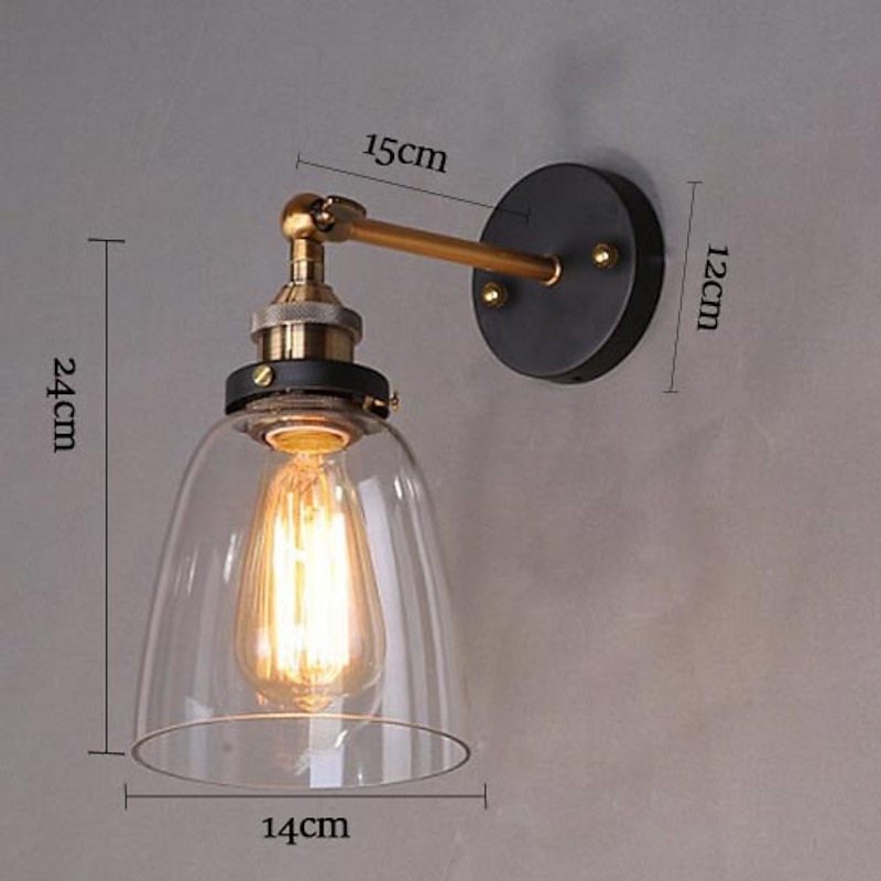 25.5cm  LED Wall Light Single Design Rustic / Lodge Wall Lamps  Metal Retro Industrial Style Wall Sconces Entry and Mudroom Glass Light Vintage Industrial 110-120V 220-240V 60 W4