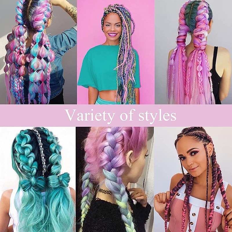 Pre-Stretched Colorful Ombre Braids Hair Extensions 26 inch 6 packs Synthetic Crochet Braids Hot Water Setting and Easy to Braid 26inch 6packs4