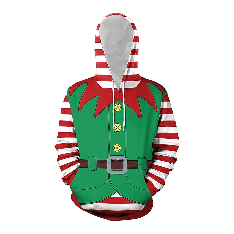 Elf Ugly Christmas Sweater / Sweatshirt Hoodie Elf Costume Pullover Couple's Men's Women's Christmas Special 3D Print Pattern Adults' Christmas Carnival Masquerade Christmas Vacation Party Top3