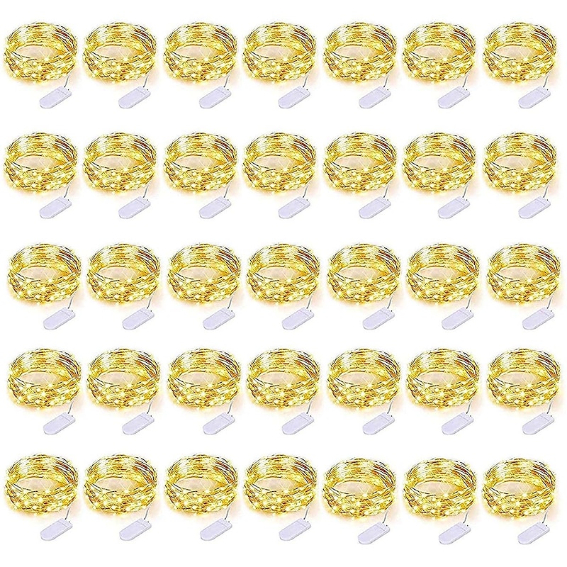 100 Pack Fairy Christmas Lights Battery Operated 7Ft 20 Led Waterproof Mini Firefly String Lights with Flexible Silver Wire for Wedding Centerpieces Mason Jar Craft Christmas Garlands Party Decorations