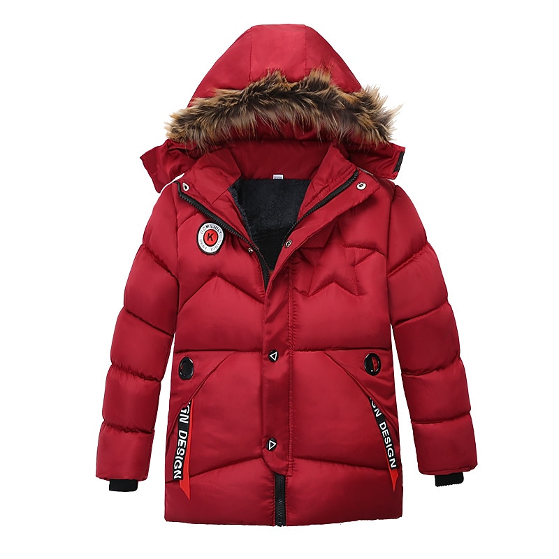 Boys' 3D Kids Puffer Jacket Plain Down Coat Jacket Puffer Jacket Long Sleeve Winter Basic Kids Daily