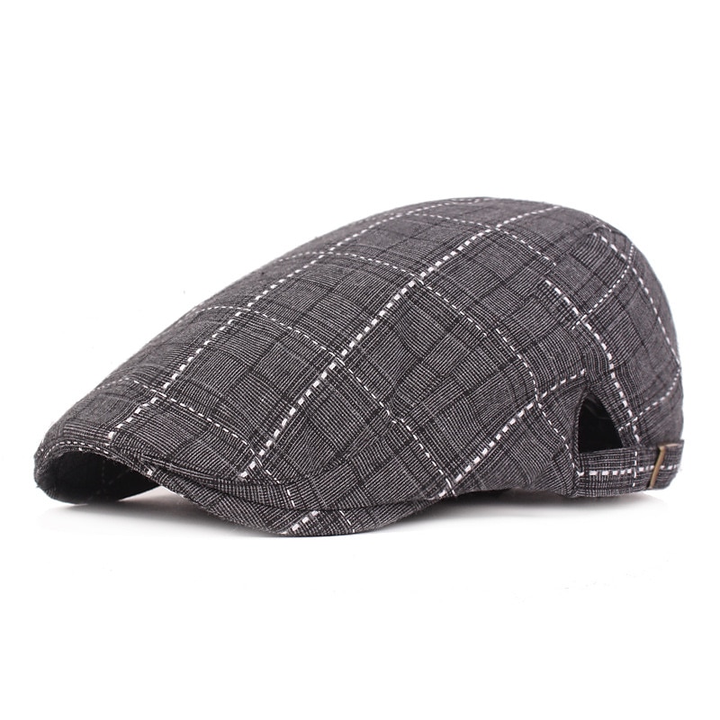 Men's Flat Cap Blue Light Grey Cotton Streetwear Stylish 1920s Fashion Outdoor Daily Going out Lattice Warm 8