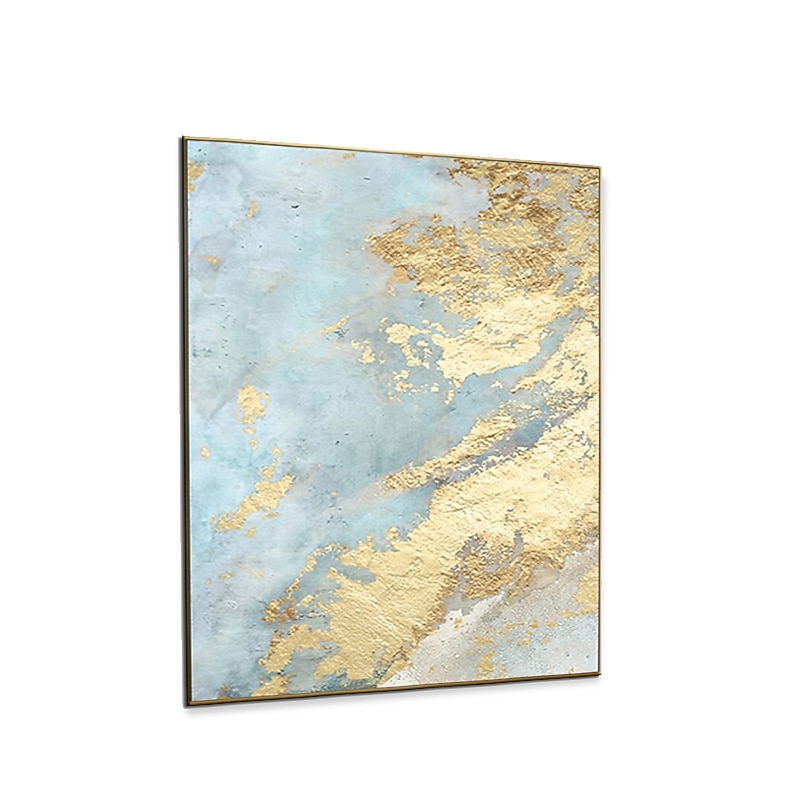 Oil Painting 100% Handmade Hand Painted Wall Art On Canvas Abstract Modern Golden Blue Marble Texture Home Decoration Decor Rolled Canvas No Frame Unstretched4