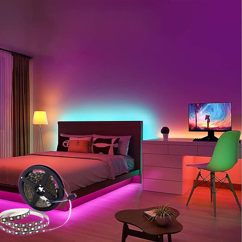 USB LED Strip Light with Remote Control RGB Flexible Strip Light Multicolor for Desk Decor Screen TV Background Lighting