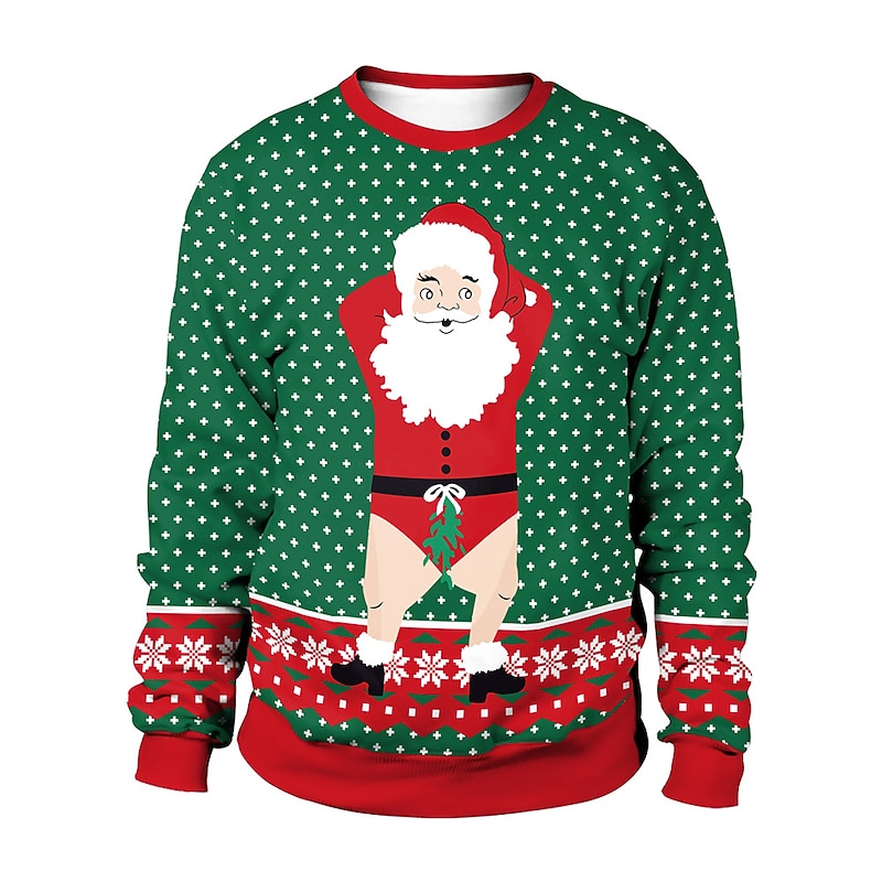 Santa Claus Pullover Funny Christmas Sweatshirt 3D Print For Couple's Men's Women's Adults' Christmas Carnival Masquerade Party Christmas