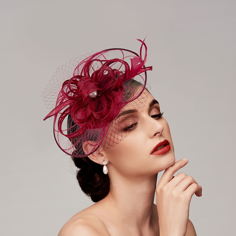 Feathers / Net Fascinators Kentucky Derby Hat/ Headpiece with Feather / Cap / Flower 1 PC Wedding / Horse Race / Ladies Day Headpiece3