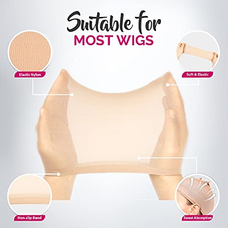 6 pieces light brown stocking wig caps stretchy nylon wig caps for women4