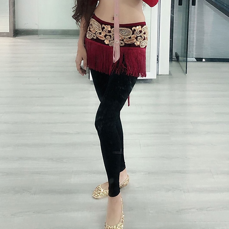 Belly Dance Belt Cinch Cord Beading Tassel Women's Training Performance High Polyester3