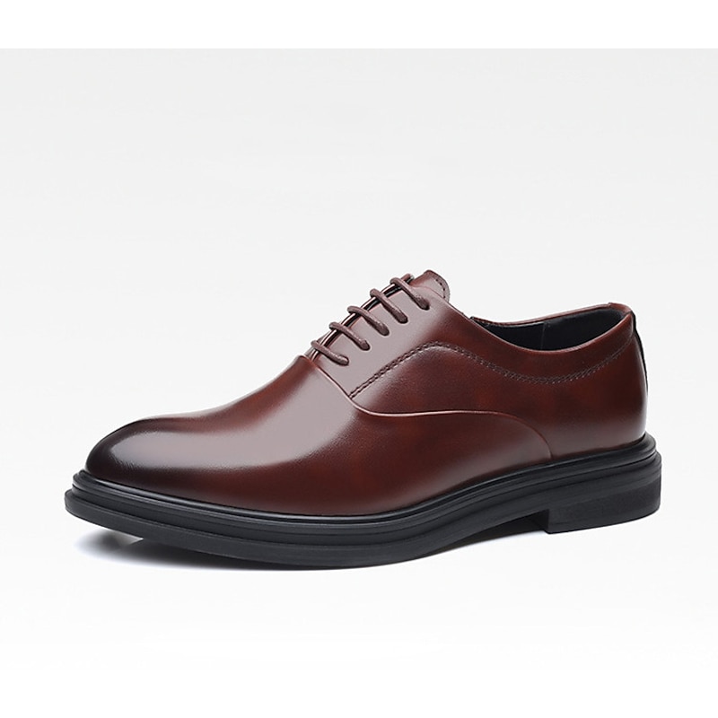 Men's Brown Faux Leather Oxford Shoes – Sleek Lace-Up Design for Formal Occasions and Business Wear2
