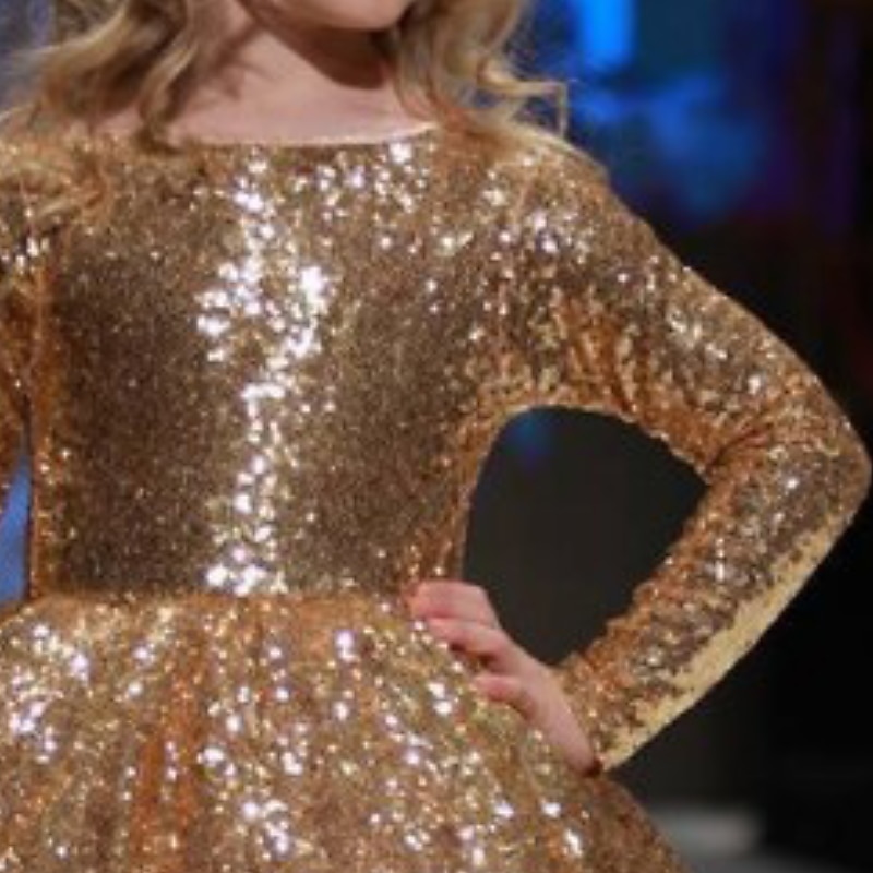 Kids Girls' Party Dress Sequins Gold A Line Dress Party Performance Ruched Mesh Gold Maxi 3/4 Length Sleeve Princess Cute Dresses Fall Winter Regular Fit 3-12 Years3