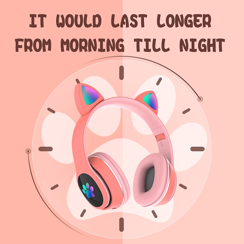 L400 LED Flash Cute Cat Ears Headphone With Microphone Bluetooth Earphone Over-Ear Wireless Music Gaming Player Over-Ear Wireless Headset3