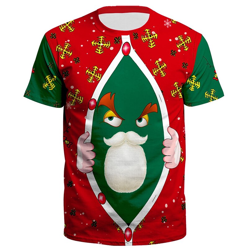 Christmas Santa Claus T-shirt Ugly Christmas Shirt 3D Print Graphic Funny For Couple's Men's Women's Adults' 3D Print2