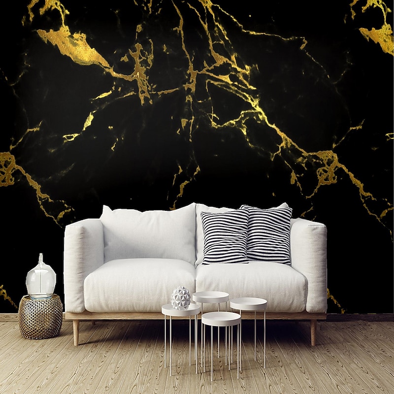 Mural Wallpaper Wall Sticker Covering Print  Peel and Stick  Removable Self Adhesive Black Gold Marble Pattern  PVC / Vinyl Home Decor