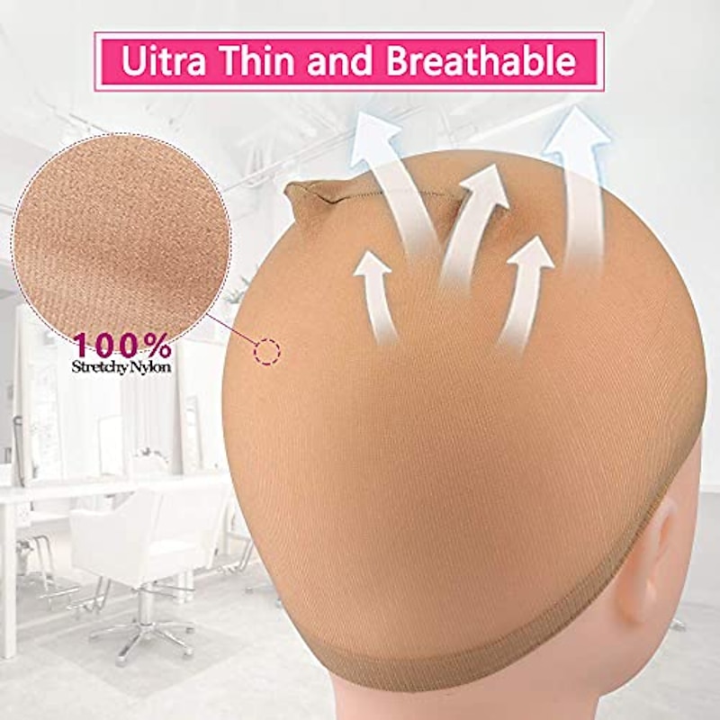 6 pieces light brown stocking wig caps stretchy nylon wig caps for women3