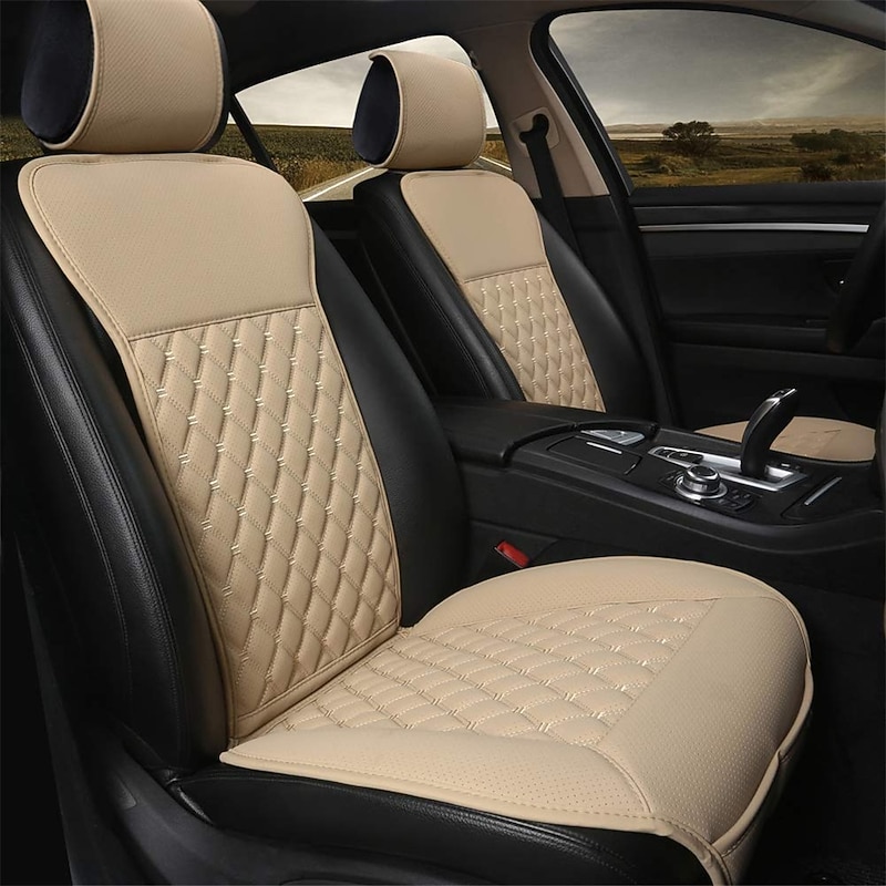 1 Pair Car Seat Covers Luxury Car Protectors Universal Anti-Slip Driver Seat Cover with Backrest Diamond Pattern Easy Install with Two-Tone Accent Universal Fit Interior Accessories for Auto Truck Van