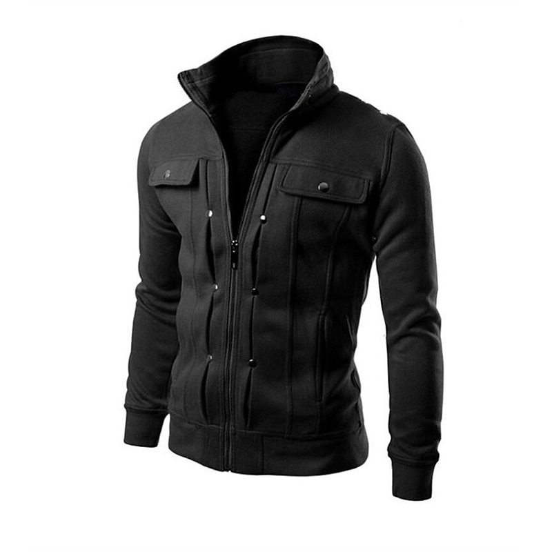 Men's Winter Jacket Winter Coat Causal Daily Windproof Lightweight Pocket Modern Style Fall Winter Solid Color Sports Casual Turndown Regular Regular Fit Black White Light Grey Dark Gray Coffee Jacket2