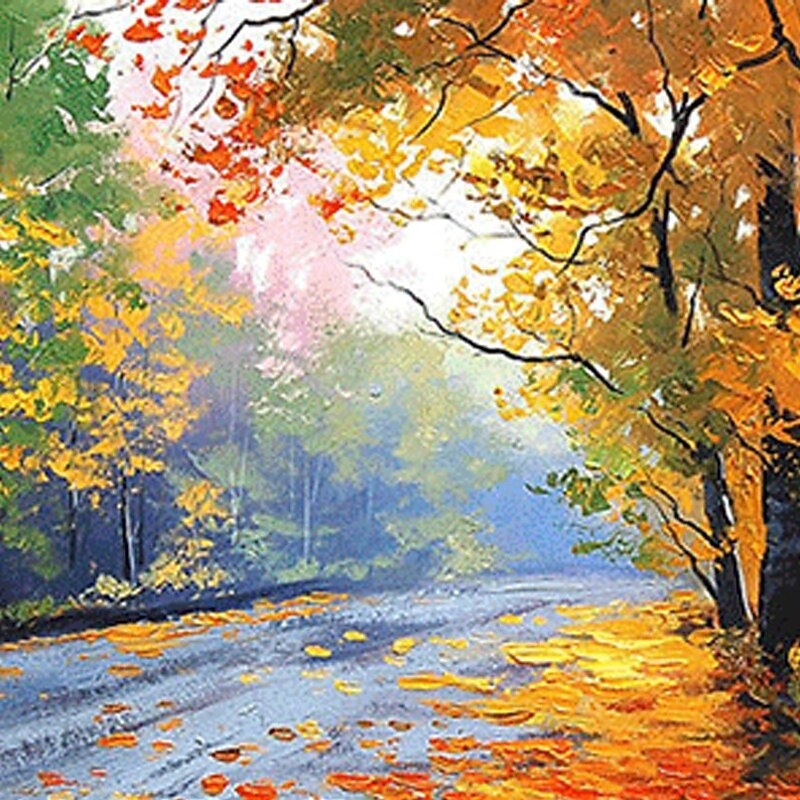 Handmade Oil Painting Canvas Wall Art Decoration Abstract Landscape  Painting Road Forest for Home Decor Rolled Frameless Unstretched Painting4