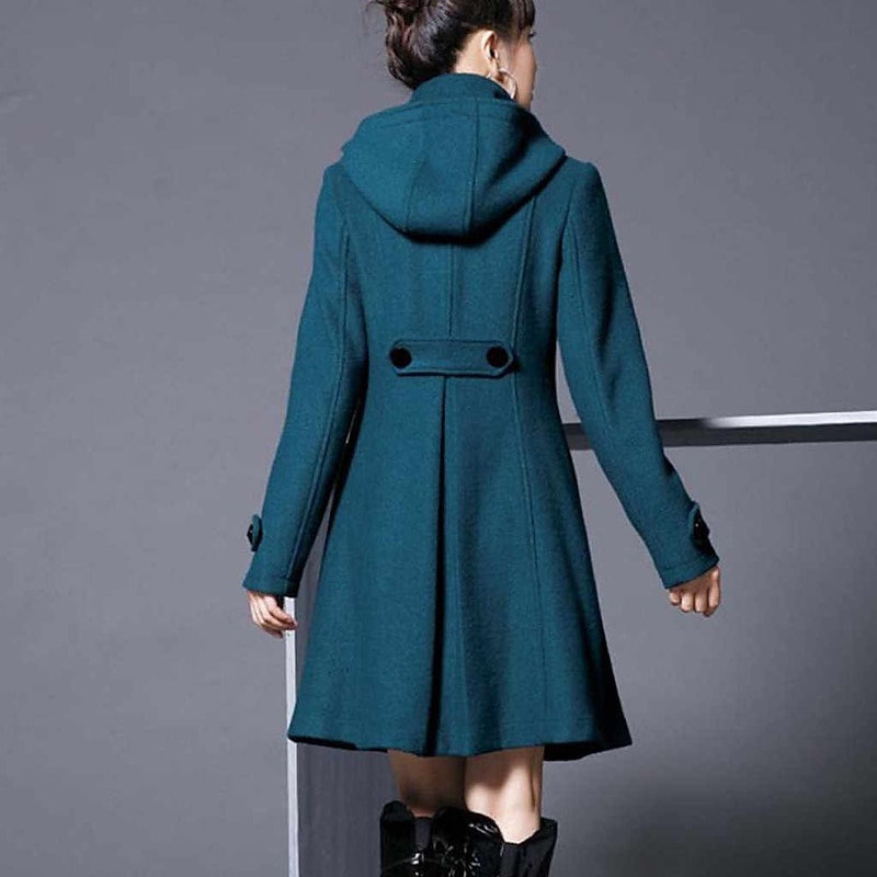Women's Coat Cloak / Capes Winter Coat Long Overcoat Windproof Warm Pea Coat with Pockets Fall Trench Coat Casual Jacket Long Sleeve Green Black Dark Gray2