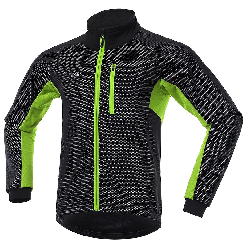Men's Cycling Jacket Winter Thermal Warm Waterproof Windproof Cycling Bike Jacket Windbreaker Mountain Bike MTB Road Bike Cycling City Bike Cycling Black Green Bike Wear