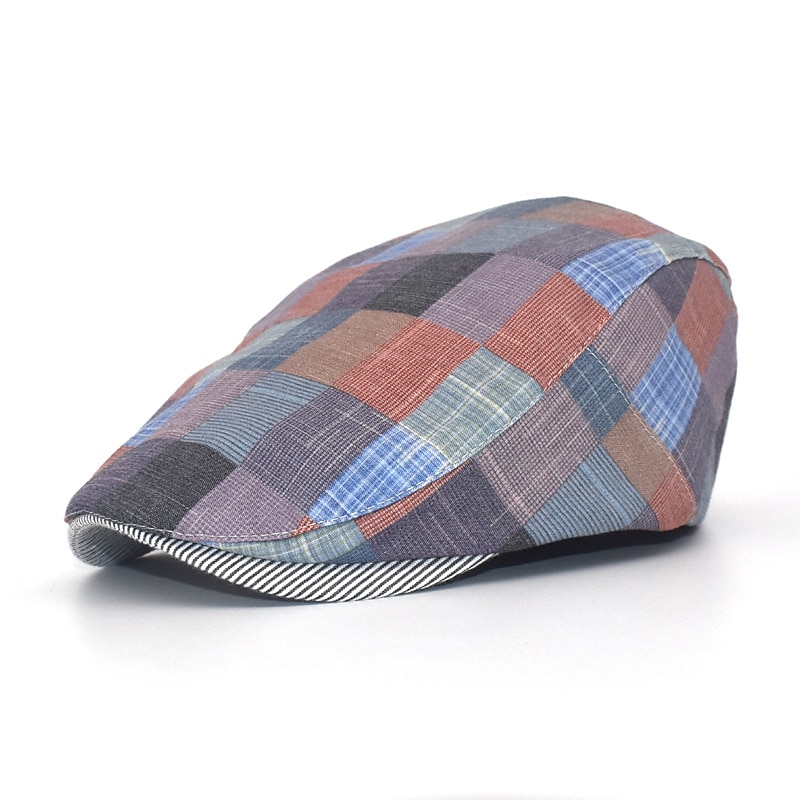 Men's Hat Beret Hat Comfort Warm Breathable Outdoor Street Daily Print Geometrical Plaid3
