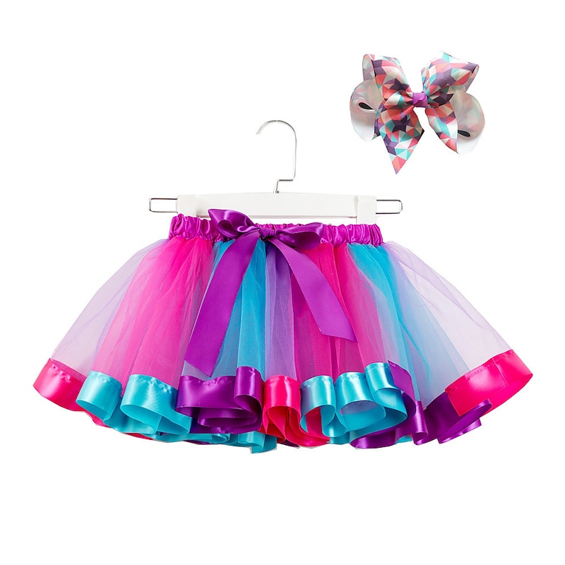Kids' Dancewear Tutu Dress Headwear Splicing Tulle Sequins Girls' Performance Natural Tulle Polyester3