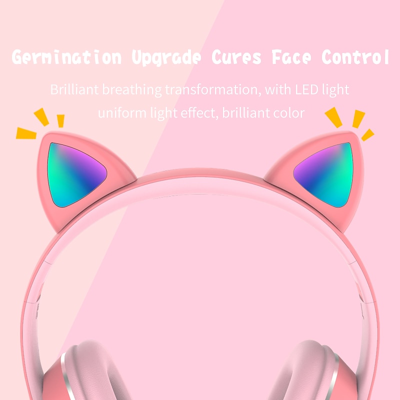 L400 LED Flash Cute Cat Ears Headphone With Microphone Bluetooth Earphone Over-Ear Wireless Music Gaming Player Over-Ear Wireless Headset2