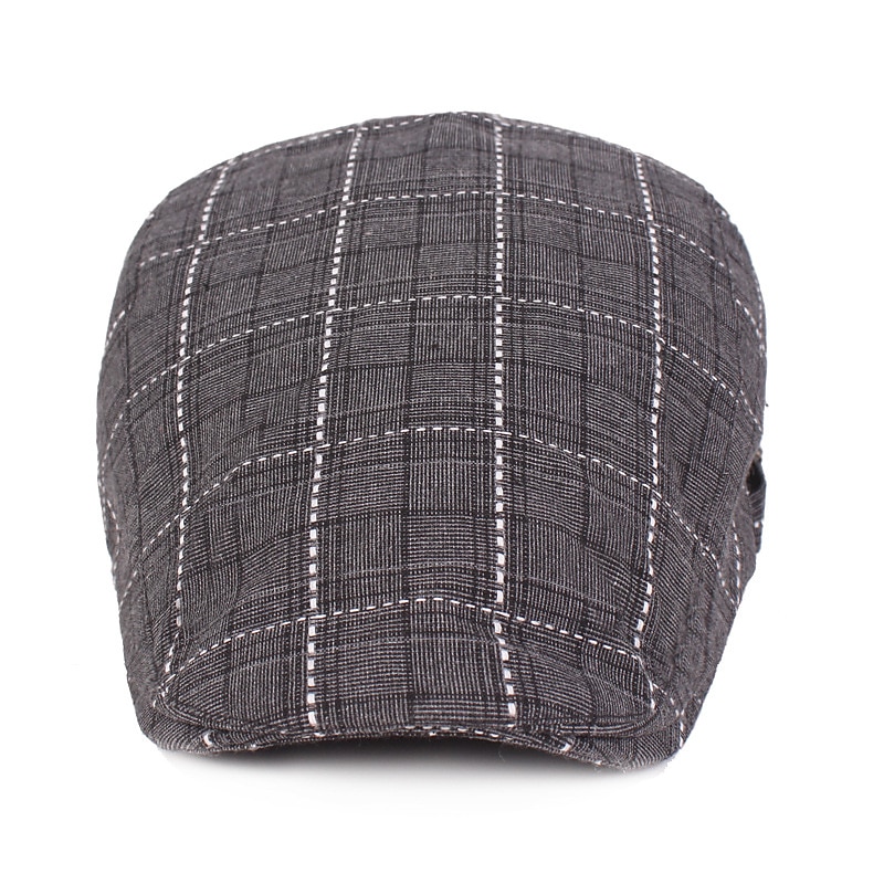 Men's Flat Cap Blue Light Grey Cotton Streetwear Stylish 1920s Fashion Outdoor Daily Going out Lattice Warm3