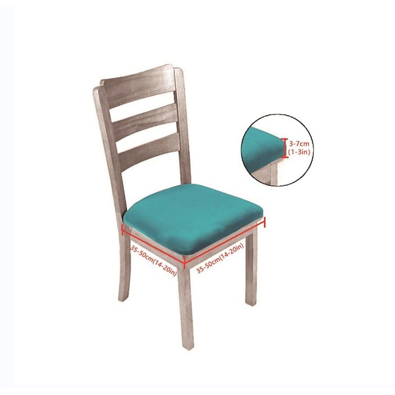 2 Pcs Velvet Dining Chair Seat Covers Black White Slipcover, Stretch Fitted Dining Room Cushion Cover,Removable Washable Furniture Protector with Ties3