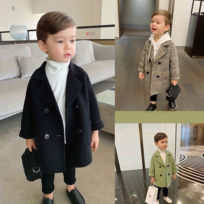 Baby Boys Woolen Coat Jacket Kids Fashion Fall Coats Warm Autumn Winter Infant Clothing Toddler Childrens Outwears