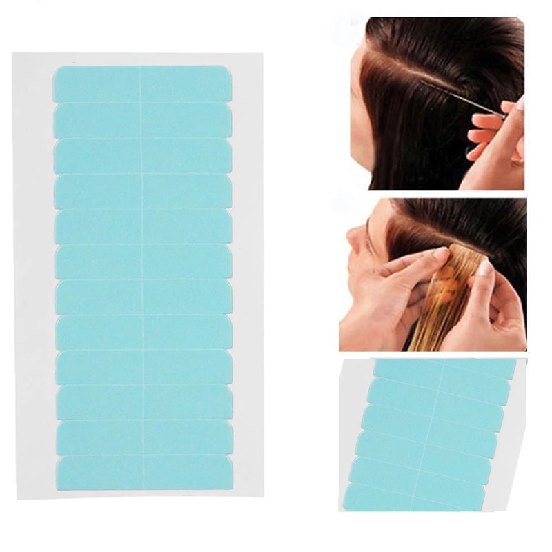 60pcs Double-sided Tape Glue Super Hair Glue for Tape Hair Extension Lace Wig Toupee  Wig Tape Hair Lace Front Tape Glue 4cm*0.8cm2